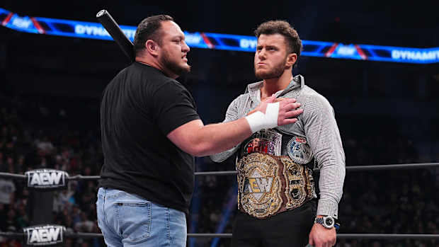 MJF and Samoa Joe in the ring during a promo segment